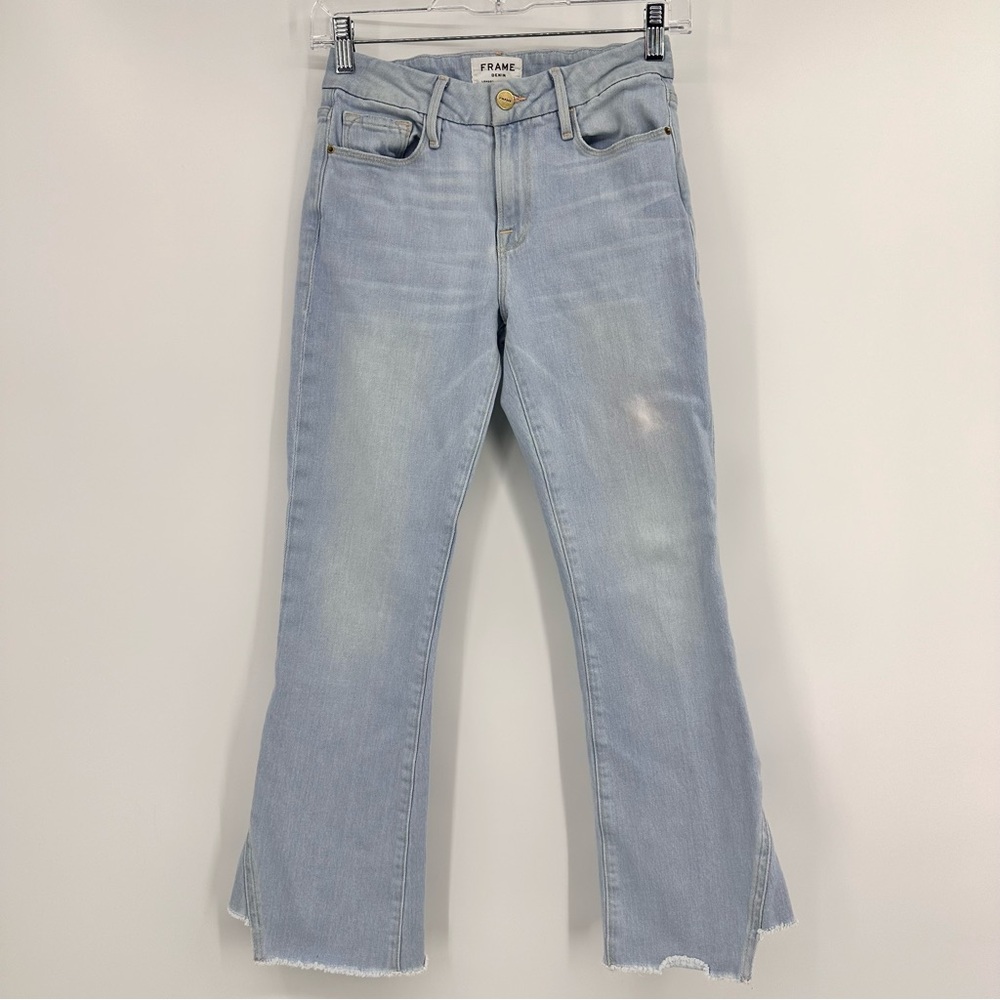 Frame Le Crop Mini Boot Gusset Step Peasant Jeans Cotton Light Wash Blue Size 24